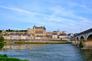 fiume, ponte, acqua, cielo, castello, case, panorama, riflesso