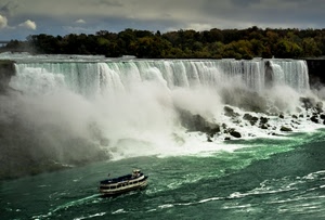 acqua, cascate, barca, fiume, battello, alberi, schiuma, cascata, niagara, spruzzi, bosco