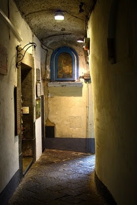 vicolo, porta, madonna, edicola, luce, portico, strada, lampione