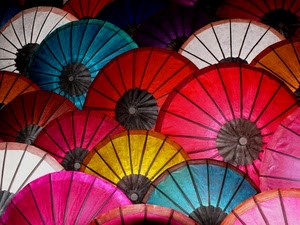 ombrelli, giallo, colori, rosso, blu, multicolore, rosa