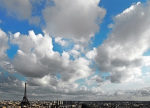 parigi, nuvole, torre, città, cielo, panorama, ferro, eiffel