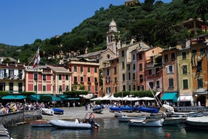 barche, porto, mare, campanile, case, borgo, gommone, piazza